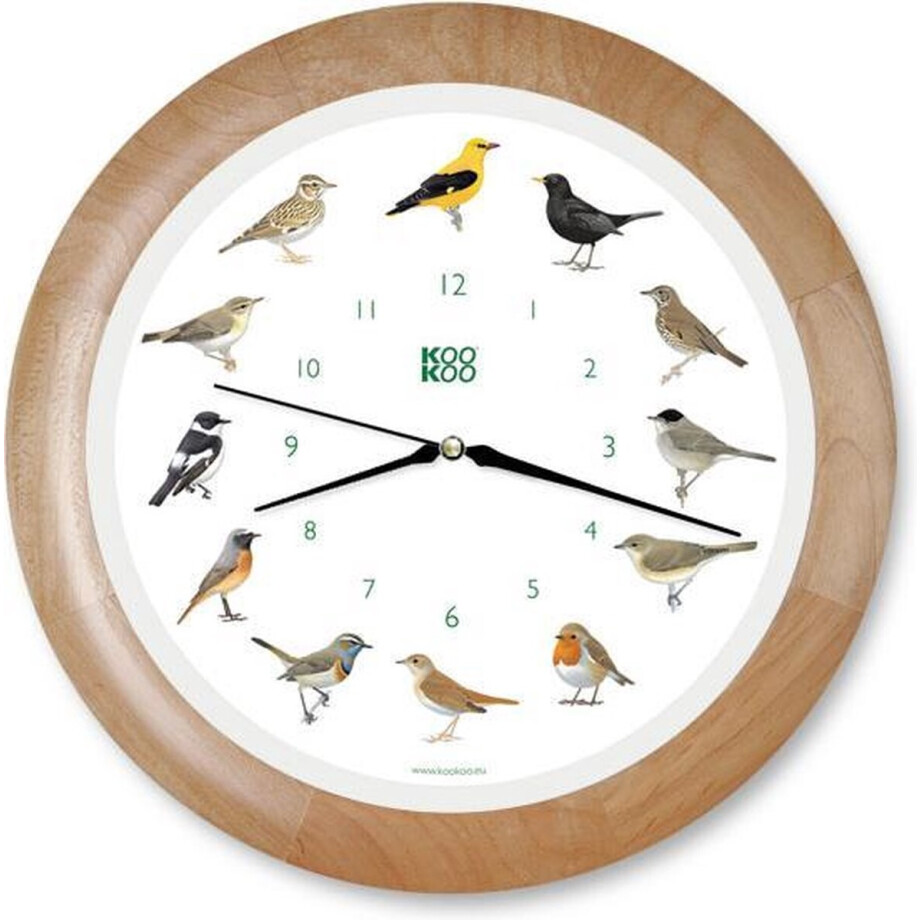 Klok vogelgeluiden hout Klok vogelgeluiden hout afbeelding 1