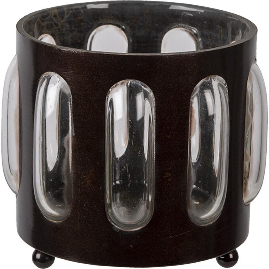 Clayre & Eef Theelichthouder Ø 11x13 cm Bruin IJzer Clayre & Eef Theelichthouder Ø 11x13 cm Bruin IJzer afbeelding 1