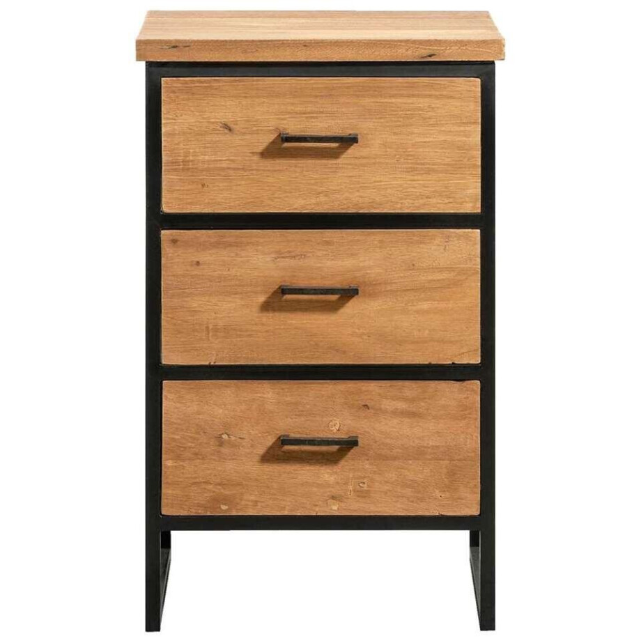 Leen Bakker - Ladekast Gijs - Naturel/zwart - 78x47,5x40 Cm - Metaal/Hout - Bruin#Zwart - 47.5x78x40 Cm afbeelding 1
