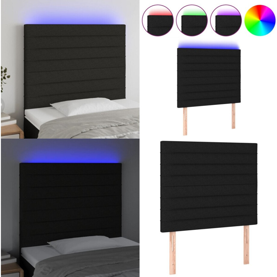 vidaXL Hoofdbord LED 100x5x118/128 cm stof zwart - Hoofdbord - Hoofdborden - Hoofdeinde - Houten Hoofdbord vidaXL Hoofdbord LED 100x5x118/128 cm stof zwart - Hoofdbord - Hoofdborden - Hoofdeinde - Houten Hoofdbord afbeelding 1