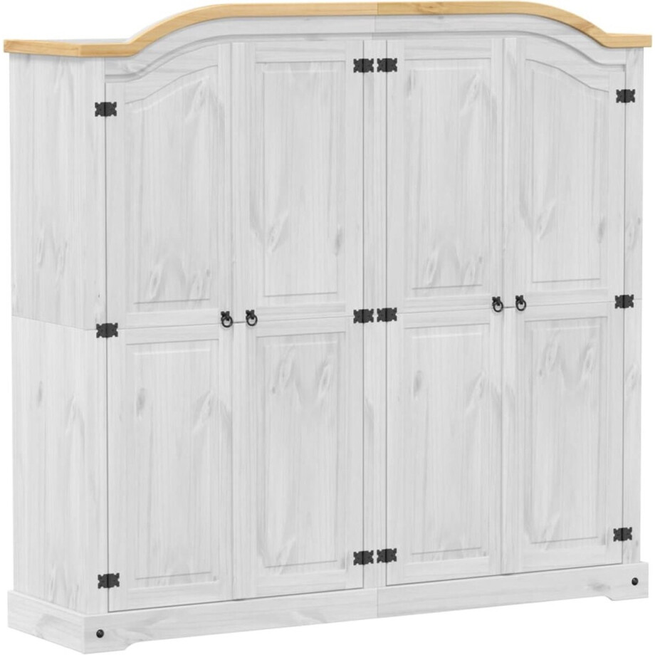 vidaXL - Kledingkast - Corona - wit - 194x52x186 - cm - massief - grenenhout vidaXL - Kledingkast - Corona - wit - 194x52x186 - cm - massief - grenenhout afbeelding 1