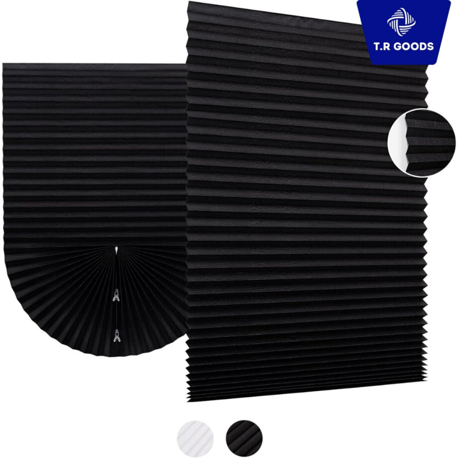 T.R. Goods Tijdelijke Plissé Gordijnen – Plak Raambekleding Zonder Boren – 91 x 204 cm – Goedkope Raamdecoratie – Zwart T.R. Goods Tijdelijke Plissé Gordijnen – Plak Raambekleding Zonder Boren – 91 x 204 cm – Goedkope Raamdecoratie – Zwart afbeelding 1