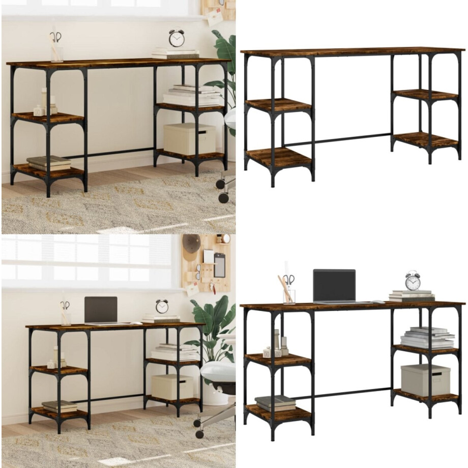 vidaXL Bureau 140x50x75 cm metaal en bewerkt hout gerookt eikenkleurig - Bureau - Bureaus - Laptoptafel - Computertafel vidaXL Bureau 140x50x75 cm metaal en bewerkt hout gerookt eikenkleurig - Bureau - Bureaus - Laptoptafel - Computertafel afbeelding 1
