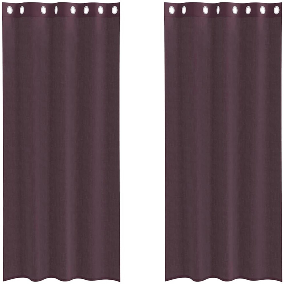 vidaXL - Gordijnen - voile - met - doorvoertules - 2 - st - 140x245 - cm - paars afbeelding 1
