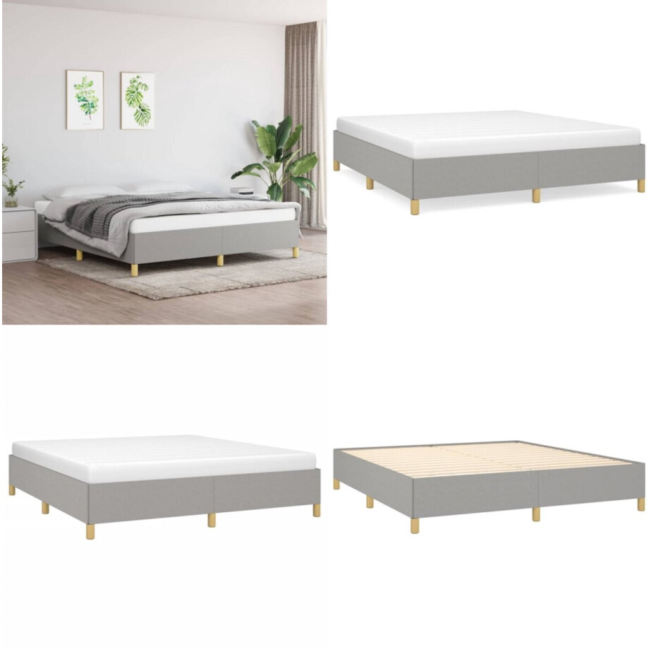 vidaXL Bedframe zonder matras stof lichtgrijs 180x200 cm - Bedframe - Bedframe - Bed - Slaapmeubel afbeelding 1