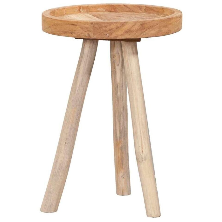 Leen Bakker - Bijzettafel Damon - Naturel - 50xØ35 Cm - Teakhout - Bruin Leen Bakker - Bijzettafel Damon - Naturel - 50xØ35 Cm - Teakhout - Bruin afbeelding 1