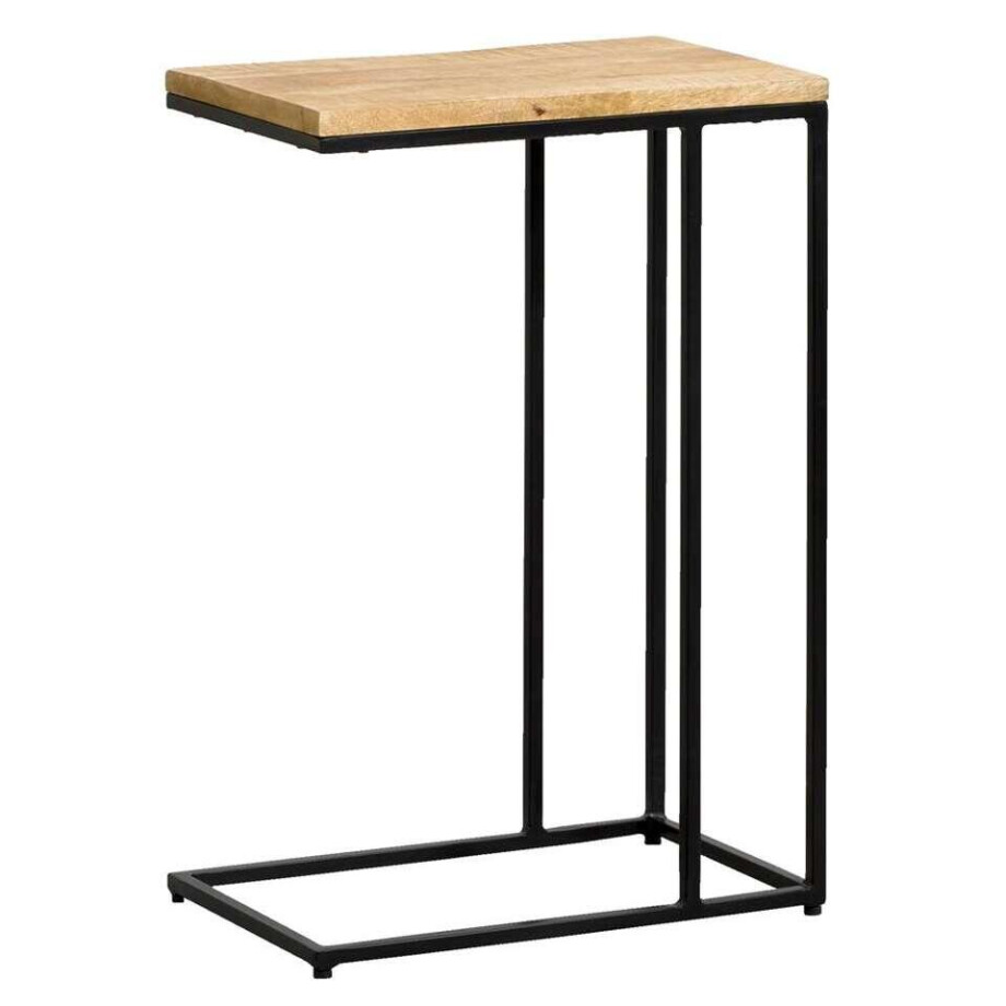 Leen Bakker - Bijzettafel Kyan - Zwart/naturel - 60x40x25 Cm - Hout - Bruin afbeelding 1