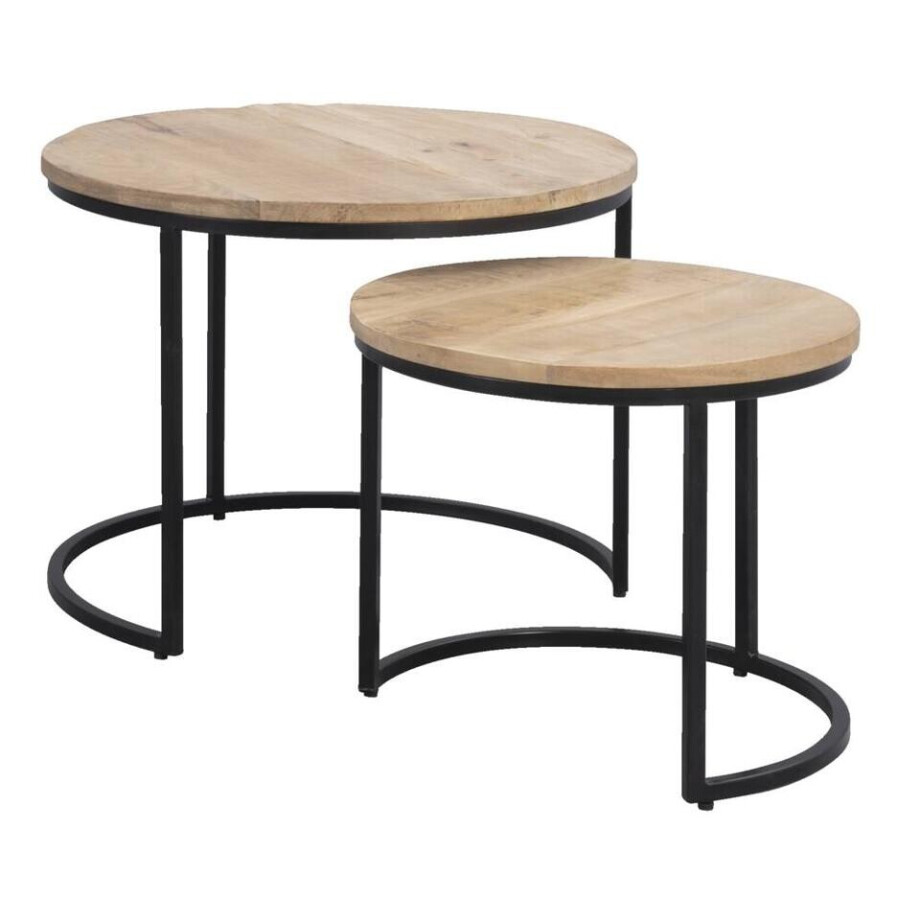 Leen Bakker - Bijzettafels Mink - Set Van 2 - Mangohout - Bruin - 56x56x42 Cm Leen Bakker - Bijzettafels Mink - Set Van 2 - Mangohout - Bruin - 56x56x42 Cm afbeelding 1