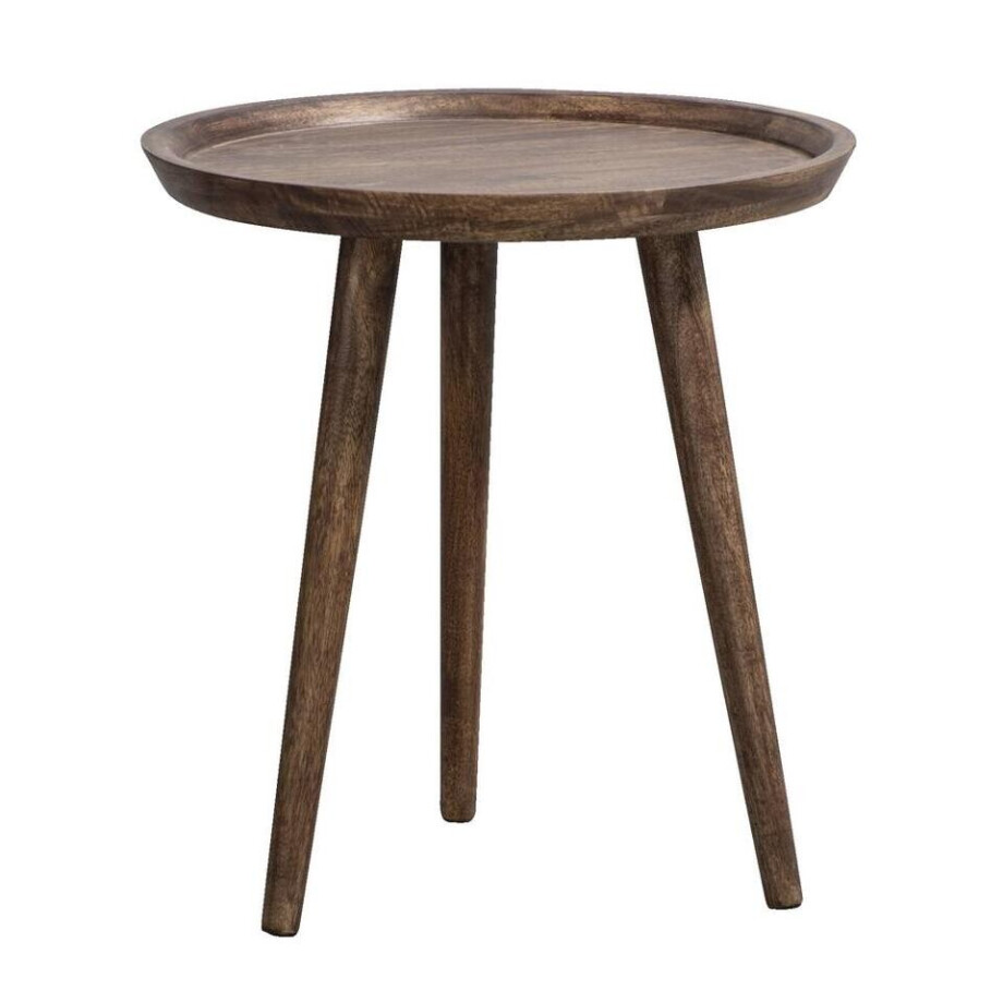 Leen Bakker - Bijzettafel Basel - Walnoot - 48xØ45 Cm - Mangohout - Bruin Leen Bakker - Bijzettafel Basel - Walnoot - 48xØ45 Cm - Mangohout - Bruin afbeelding 1