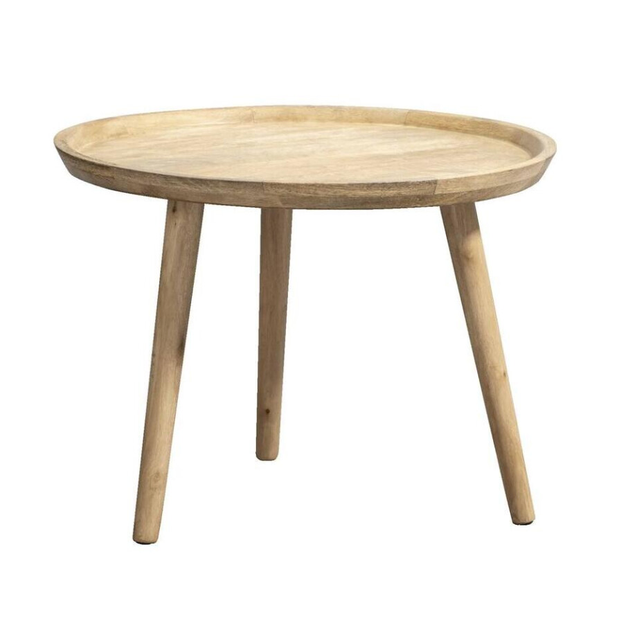 Leen Bakker - Bijzettafel Basel - Naturel - 40xØ55 Cm - Mangohout - Bruin Leen Bakker - Bijzettafel Basel - Naturel - 40xØ55 Cm - Mangohout - Bruin afbeelding 1
