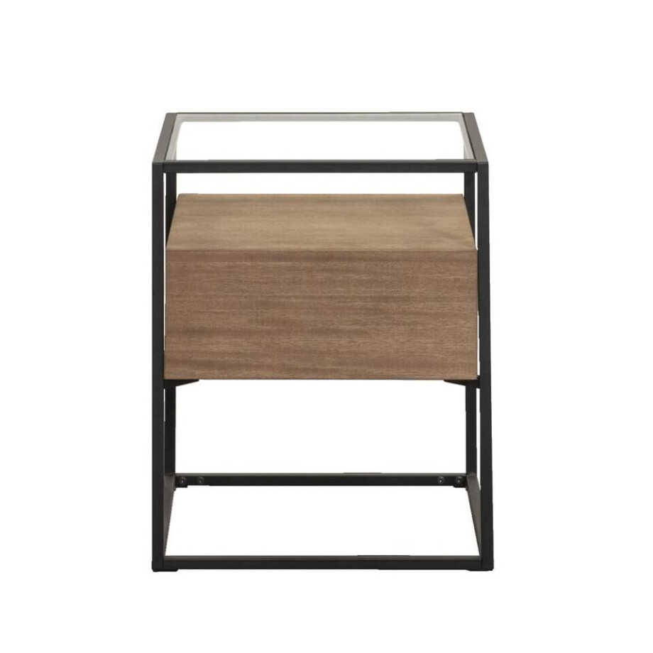 Leen Bakker - Bijzettafel Michel - 43x43x45 Cm - MDF - Bruin Leen Bakker - Bijzettafel Michel - 43x43x45 Cm - MDF - Bruin afbeelding 1