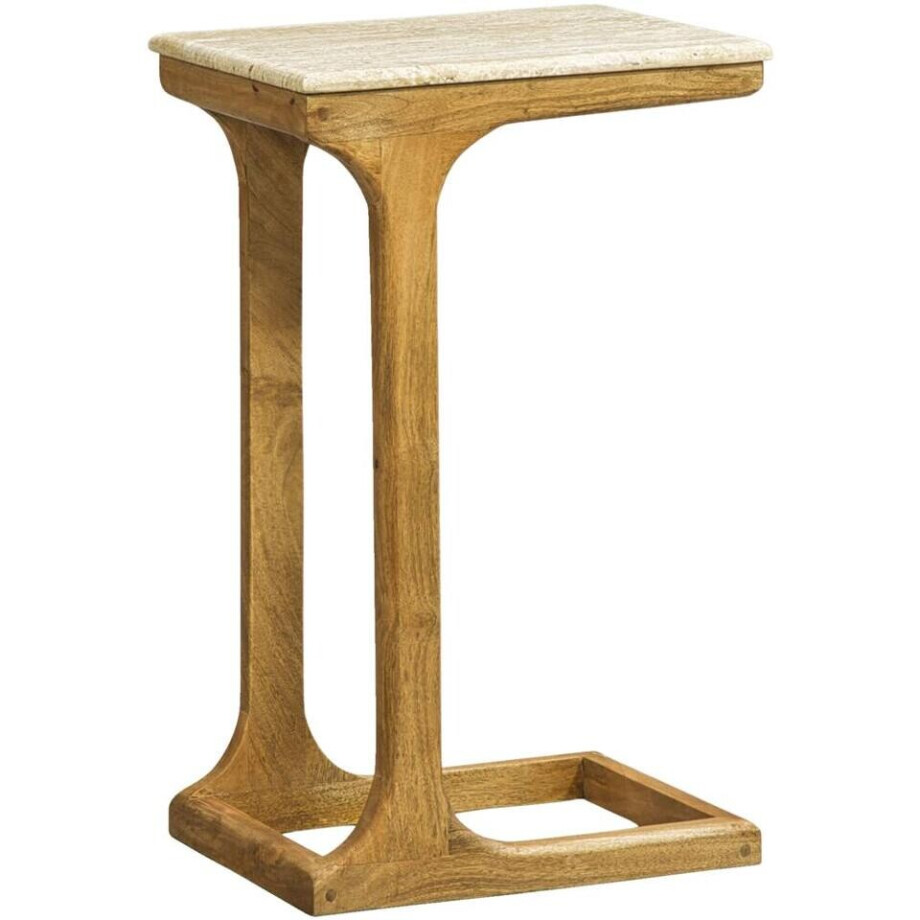 Leen Bakker - Bijzettafel Zeno - Naturel - 40x30x66 Cm - Mangohout - Beige afbeelding 1