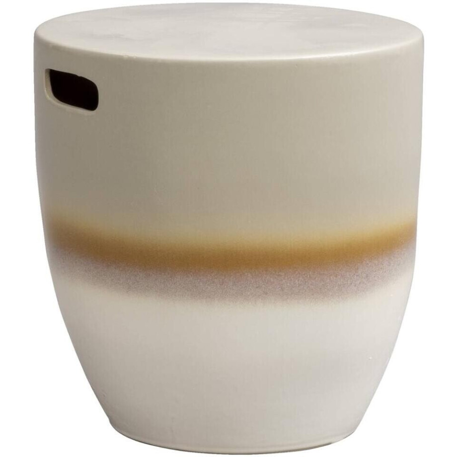 Leen Bakker - Bijzettafel Olbia - Wit/beige - 40x38x38 Cm - Keramiek - Beige#Wit afbeelding 1