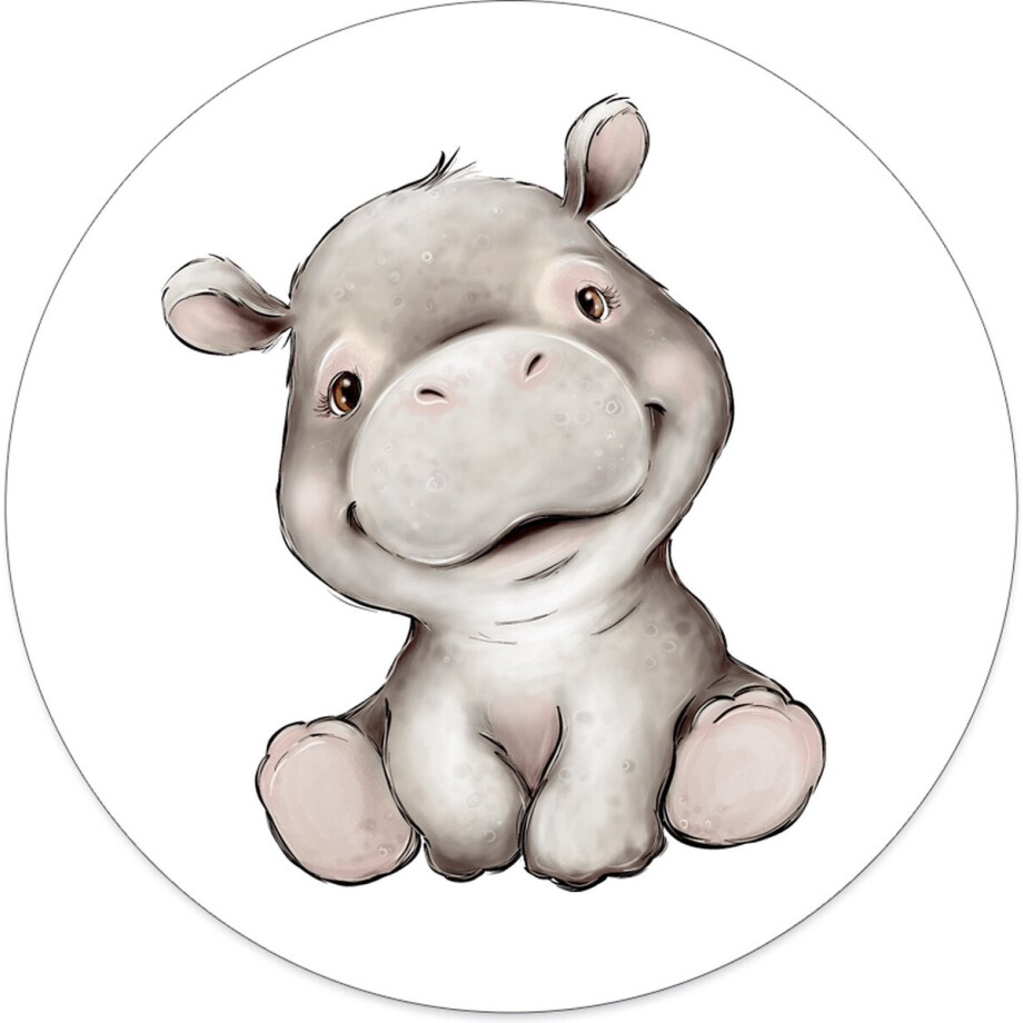 Label2X - Schilderij - Kids Hippo Dibond - afbeelding 1