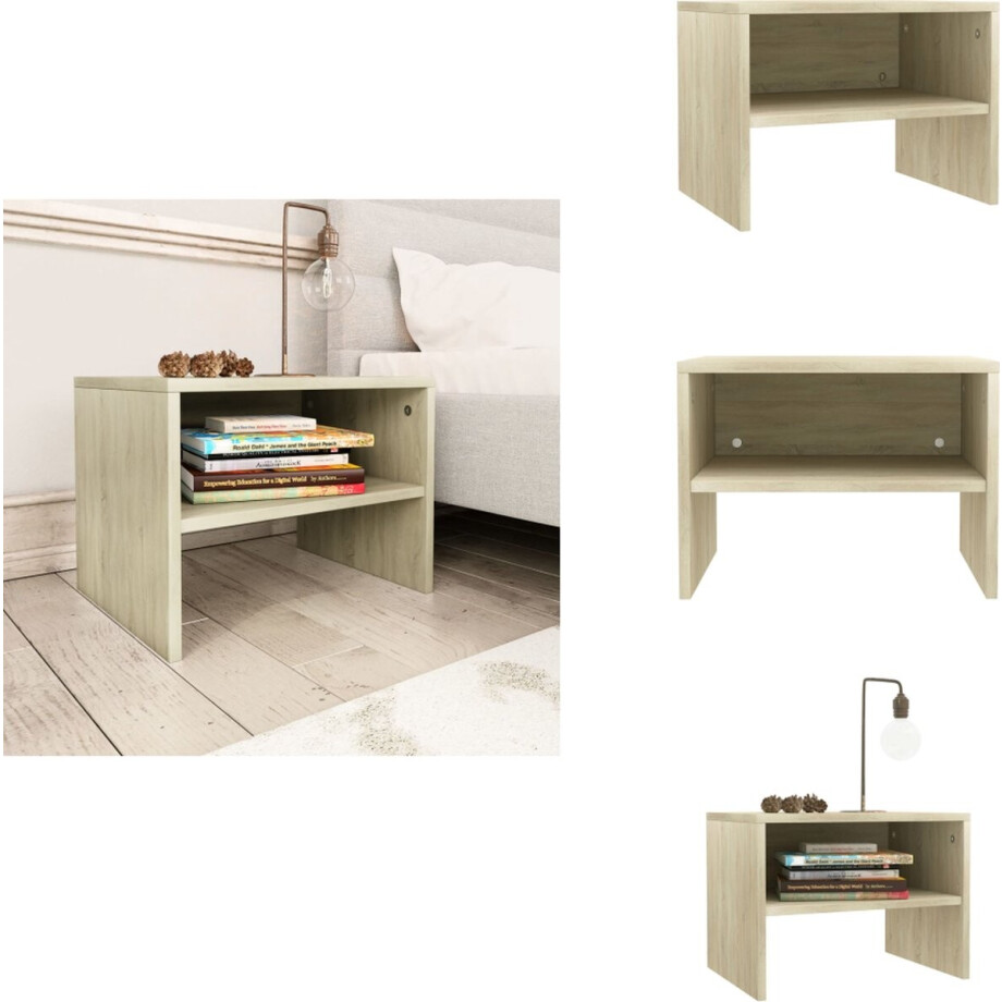 vidaXL Nachtkastje - Nachtkastjes - Bedkastje - Bedkastjes - Nachtkastje 40x30x30 cm bewerkt hout sonoma eikenkleurig afbeelding 1