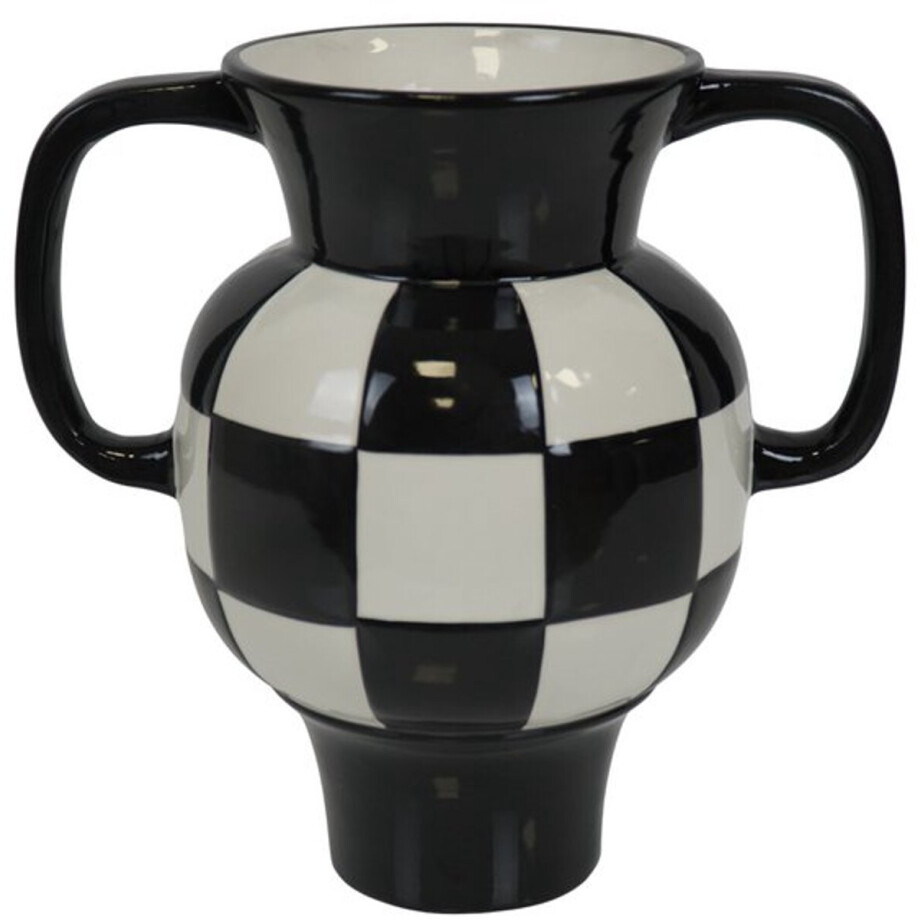 Vaas Keramiek - Zwart/Wit - 22x14,5x22,5cm Vaas Keramiek - Zwart/Wit - 22x14,5x22,5cm afbeelding 1