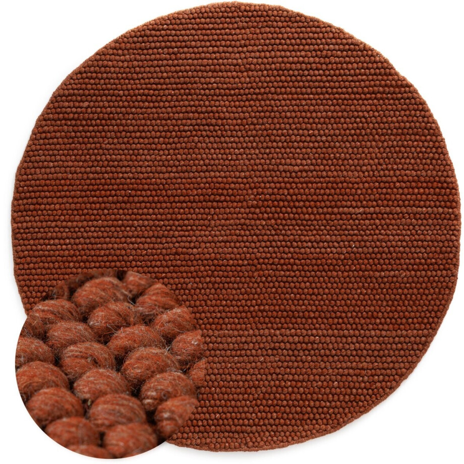 Rond wollen vloerkleed - Fjell terracotta 150 Rond wollen vloerkleed - Fjell terracotta 150 afbeelding 1