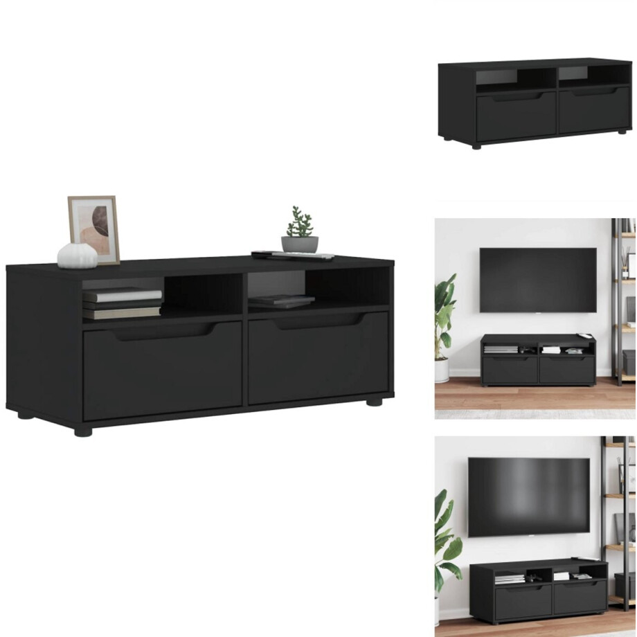 vidaXL Tv-meubel - Tv-kasten -Tv-standaard - Tv-dressoir - Tv-meubel VISNES 100x40x38 cm bewerkt hout zwart afbeelding 1
