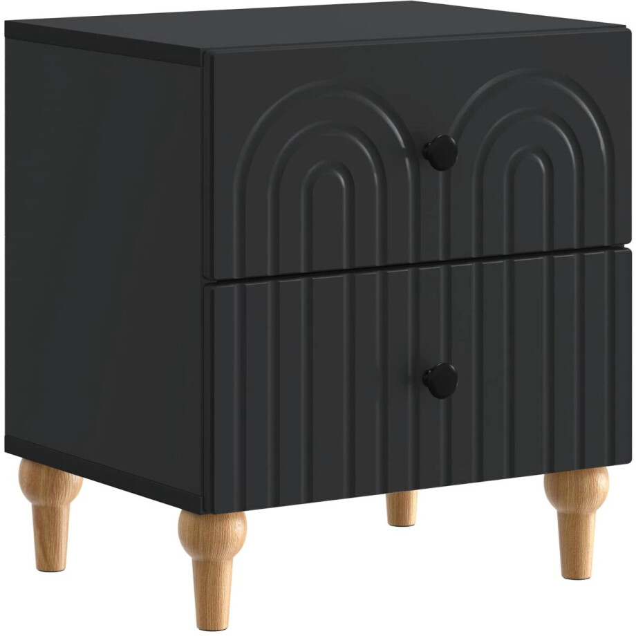 vidaXL - Nachtkastje - met - lade - Zwart - 43 - x - 34,5 - x - 48 - cm - Bewerkt - hout afbeelding 1