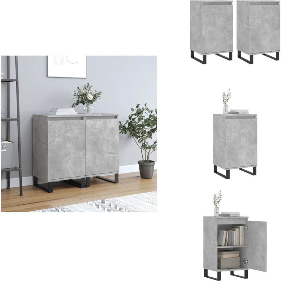 vidaXL Dressoir - Dressoirs - Kast - Wandkast - Dressoirs 2 st 40x35x70 cm bewerkt hout betongrijs vidaXL Dressoir - Dressoirs - Kast - Wandkast - Dressoirs 2 st 40x35x70 cm bewerkt hout betongrijs afbeelding 1