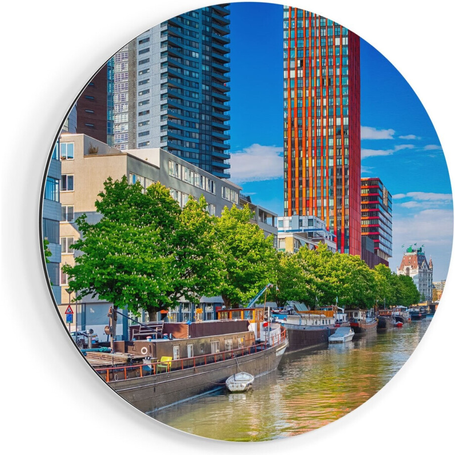 Artaza Dibond Muurcirkel Rotterdamse Gracht Met Boten - Ø 90 cm - Groot - Wandcirkel - Rond Schilderij - Voor Binnen en Buiten Artaza Dibond Muurcirkel Rotterdamse Gracht Met Boten - Ø 90 cm - Groot - Wandcirkel - Rond Schilderij - Voor Binnen en Buiten afbeelding 1