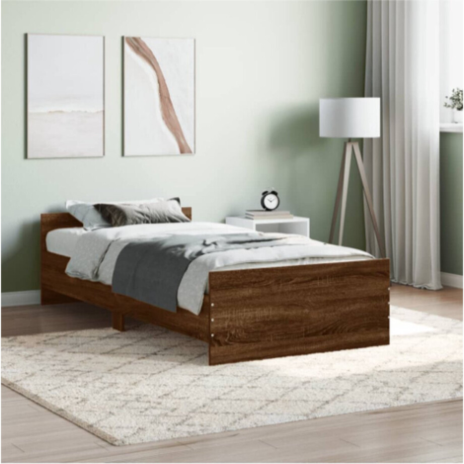 Bedframe zonder matras bewerkt hout bruin eikenkleur 100x200 cm afbeelding 1