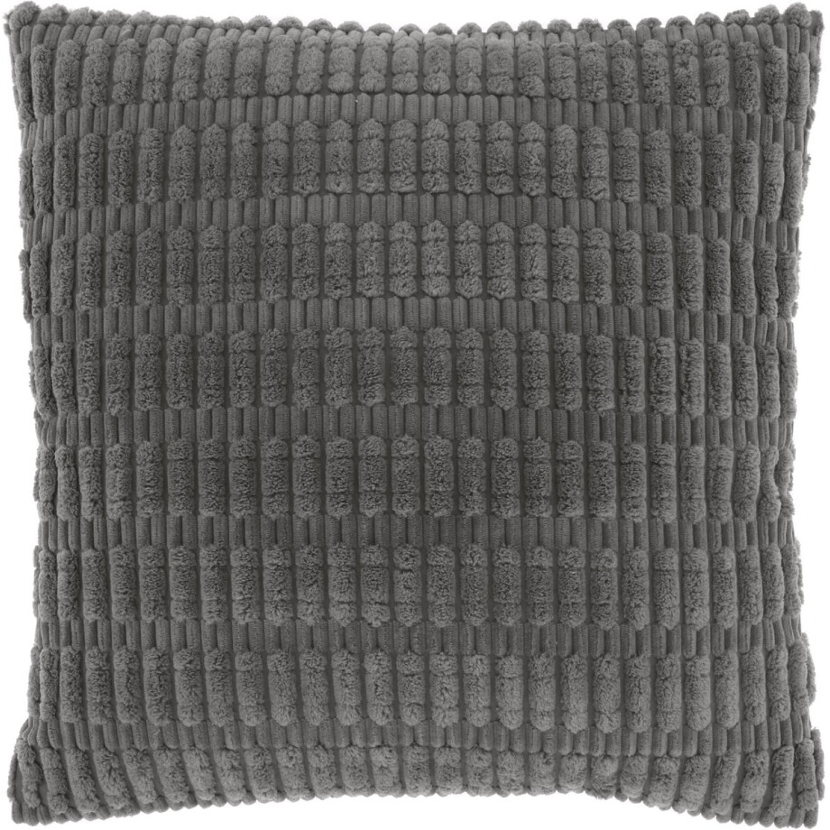 CEDRO - Sierkussen - 45x45 cm - Ribmotief - Dark Grey afbeelding 1