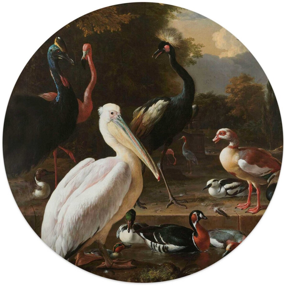 Glasschilderij d'Hondecoeter de Pelikaan - Ø 50 - Glas - REINDERS Glasschilderij d'Hondecoeter de Pelikaan - Ø 50 - Glas - REINDERS afbeelding 1