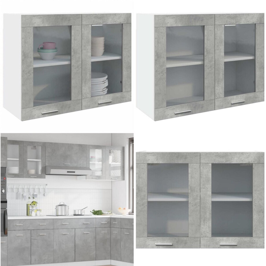 vidaXL Hangkast 80x31x60 cm betongrijs - Hangkast - Hangkasten - Hangende Kast - Keukenkast vidaXL Hangkast 80x31x60 cm betongrijs - Hangkast - Hangkasten - Hangende Kast - Keukenkast afbeelding 1