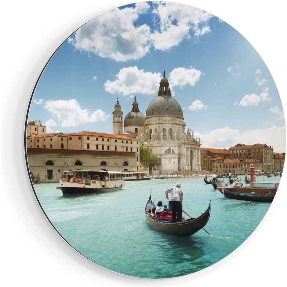 Artaza Dibond Muurcirkel Basiliek San Marco in Venetië op het Water - Ø 90 cm - Groot - Wandcirkel - Rond Schilderij - Voor Binnen en Buiten afbeelding 1