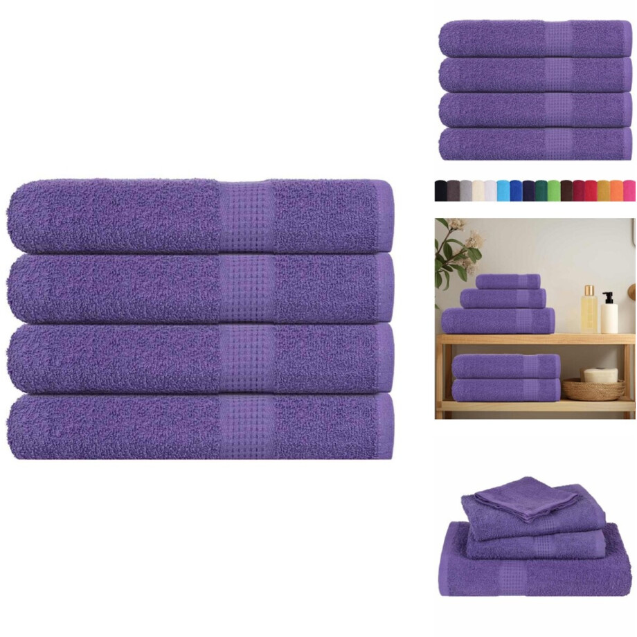 vidaXL Handdoek - Handdoeken - Badhanddoek - Badlaken - Handdoeken 4 st 100x200 cm 360 g/m² 100% katoen paars afbeelding 1