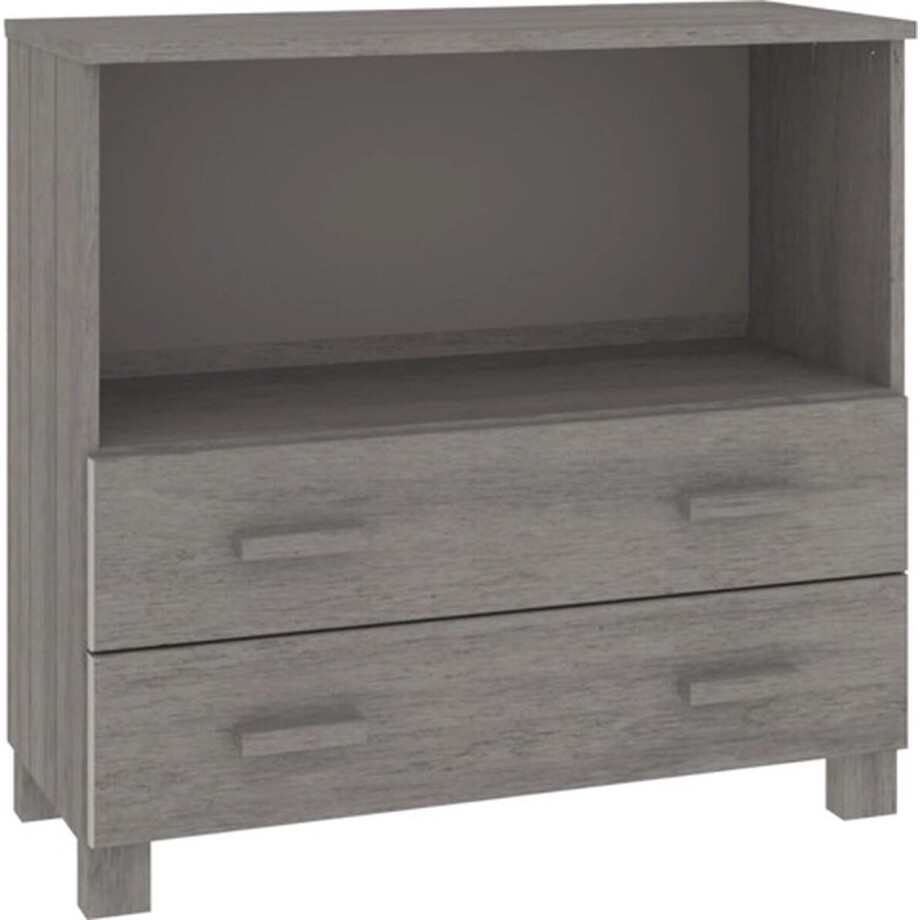 vidaXL - Dressoir - HAMAR - 85x35x80 - cm - massief - grenenhout - lichtgrijs afbeelding 1