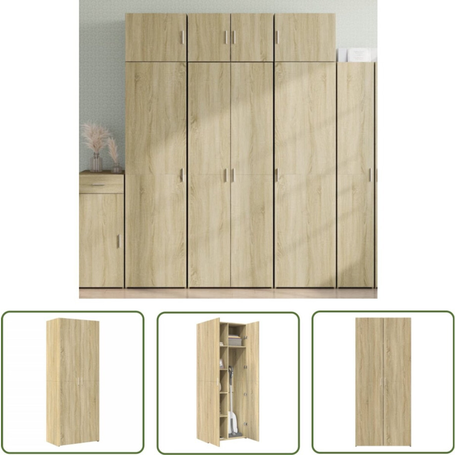 vidaXL Houten Kast - Hoge Kast - Hoge kast 70x42,5x185 cm bewerkt hout sonoma eikenkleurig - Bruine Kast - Opslagkast - Salonkast afbeelding 1