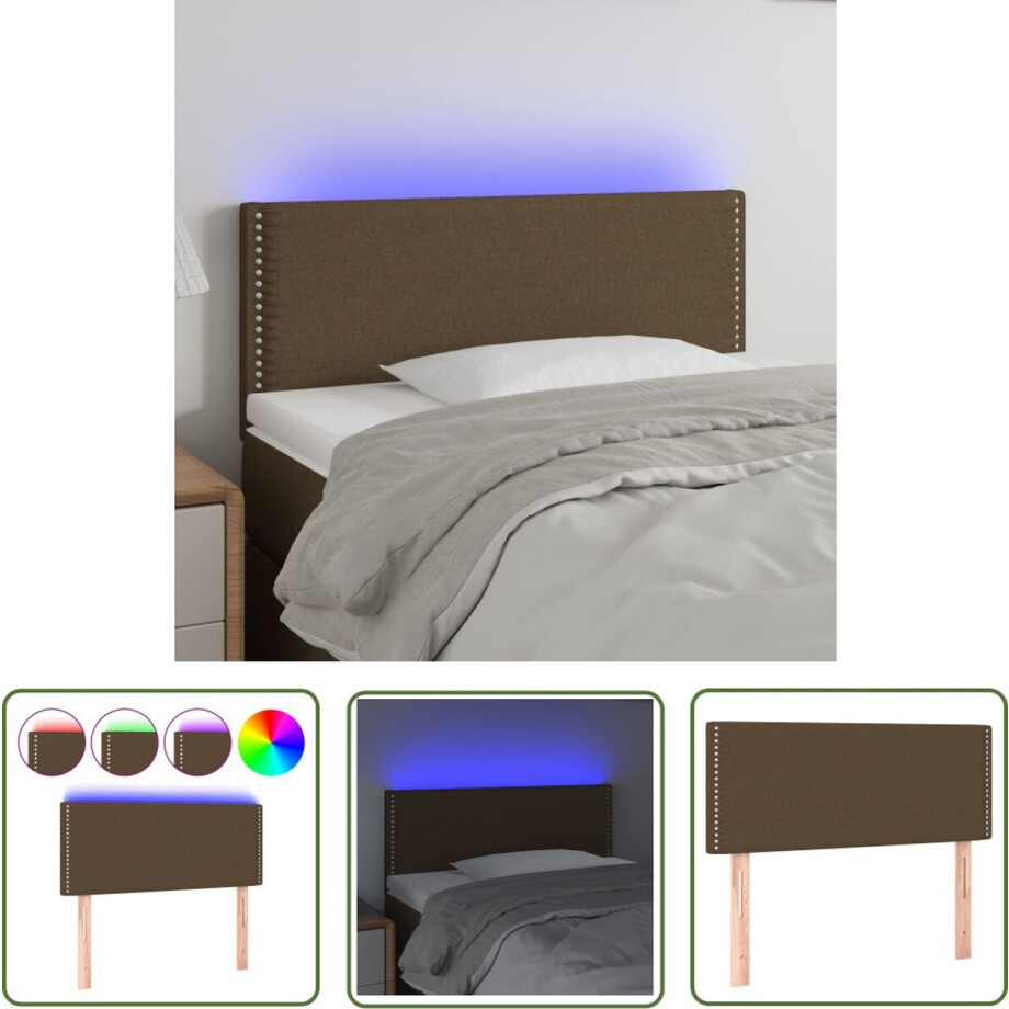 vidaXL Led Hoofdbord - Hoofd Bord - Hoofdbord LED 100x5x78/88 cm stof donkerbruin - Hoofdbord Met Led - Bedroom Decor - Slaapkamerstijl vidaXL Led Hoofdbord - Hoofd Bord - Hoofdbord LED 100x5x78/88 cm stof donkerbruin - Hoofdbord Met Led - Bedroom Decor - Slaapkamerstijl afbeelding 1