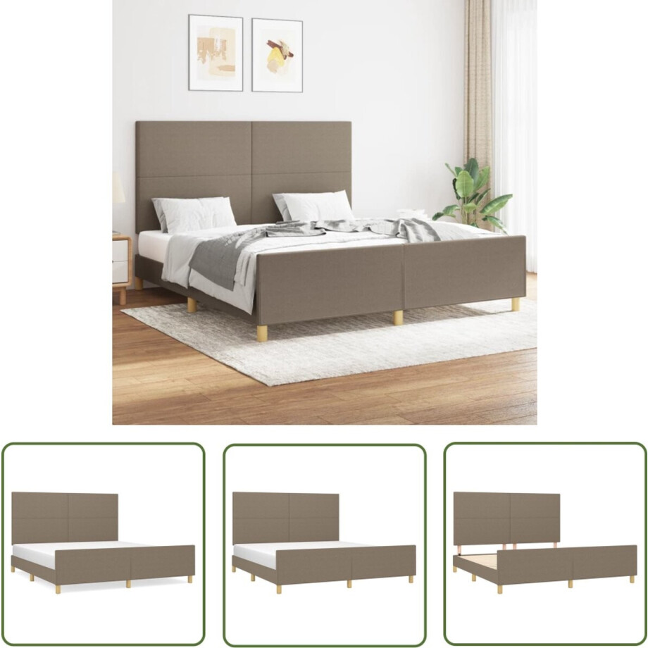 vidaXL Houten Bed - Bed Frame - Bedframe zonder matras stof taupe 160x200 cm - Bed Met Hoofdbord - Taupecouleur Bed - Stoffen Bed vidaXL Houten Bed - Bed Frame - Bedframe zonder matras stof taupe 160x200 cm - Bed Met Hoofdbord - Taupecouleur Bed - Stoffen Bed afbeelding 1