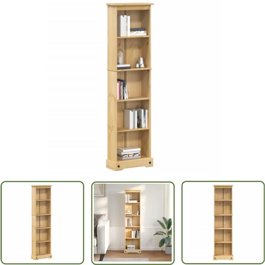 vidaXL Boekenplank - Boekenkast - Boekenkast Corona 46x20x170 cm massief grenenhout - Grenoble Hout - Vintage Boekenkast - Rustic Boekenkast afbeelding 1