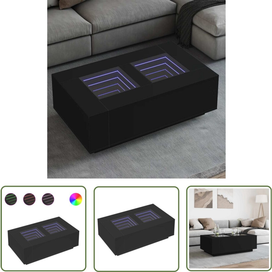 vidaXL Led Tafellamp - Salontafel - Salontafel met Infinity LED 116x69x40 cm zwart - Koffietafel - Tv Tafel - Living Room Decoratie vidaXL Led Tafellamp - Salontafel - Salontafel met Infinity LED 116x69x40 cm zwart - Koffietafel - Tv Tafel - Living Room Decoratie afbeelding 1