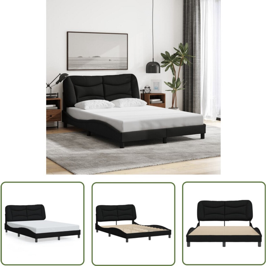 vidaXL Bed Frame - Slaapcomfort - Bedframe zonder matras Hvar 120x200 cm stof zwart - Boxspring - Tweepersoon Bed - King Size Bed vidaXL Bed Frame - Slaapcomfort - Bedframe zonder matras Hvar 120x200 cm stof zwart - Boxspring - Tweepersoon Bed - King Size Bed afbeelding 1