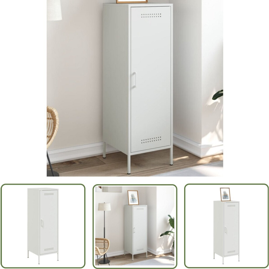 vidaXL Staalkast - Hoge Kast - Hoge kast 36x39x113 cm staal wit - Opslagoplossing - Industrieel Design - Livingroom Furniture vidaXL Staalkast - Hoge Kast - Hoge kast 36x39x113 cm staal wit - Opslagoplossing - Industrieel Design - Livingroom Furniture afbeelding 1
