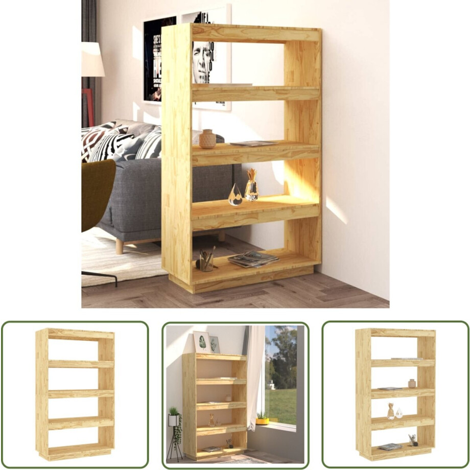 vidaXL Boekenplank - Boekenkast - Boekenkast / kamerscherm 80x35x135 cm massief grenenhout - Grenoble Hout - Bibliotheek - Kamerdivider afbeelding 1