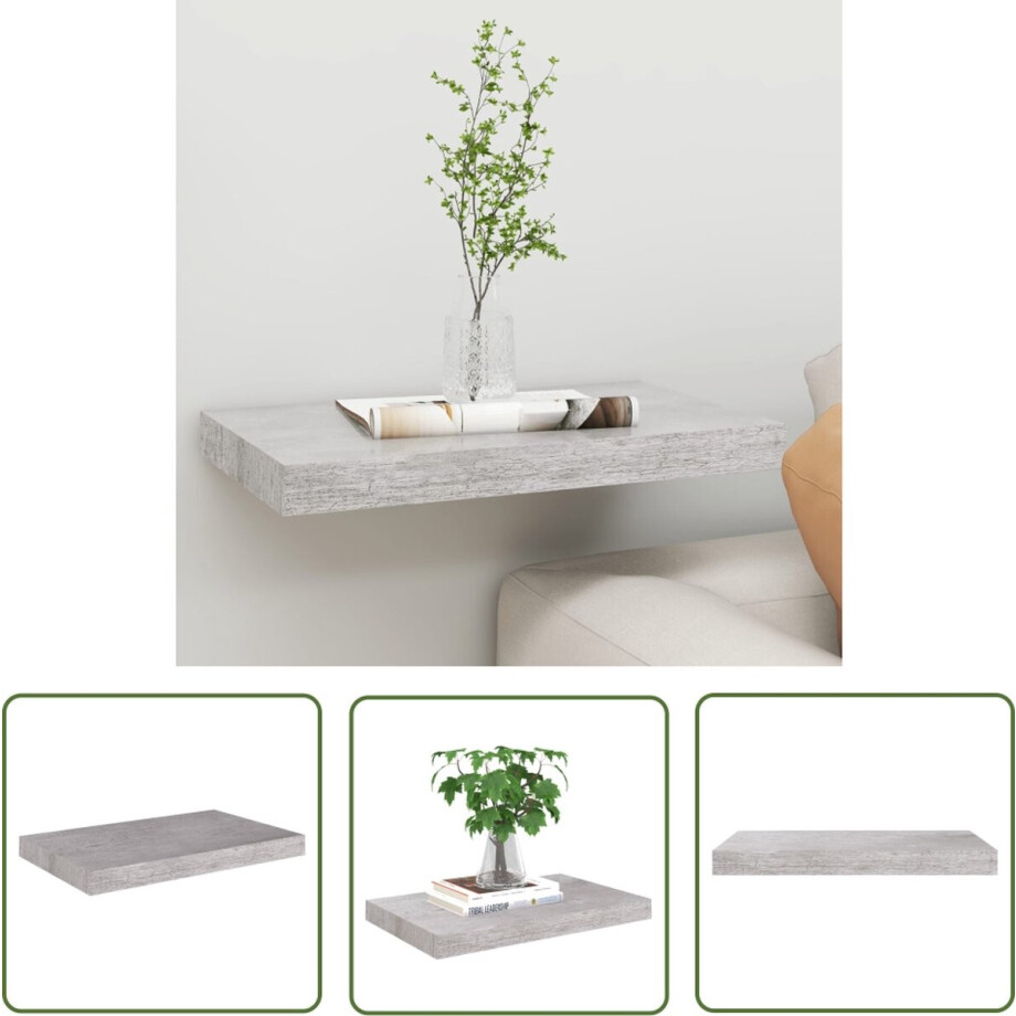 vidaXL Wandschappen - Zwevend Wandschap - Wandschap zwevend 50x23x3,8 cm MDF betongrijs - Beton Grijs - Mdf Plank - Wanddecoratie afbeelding 1