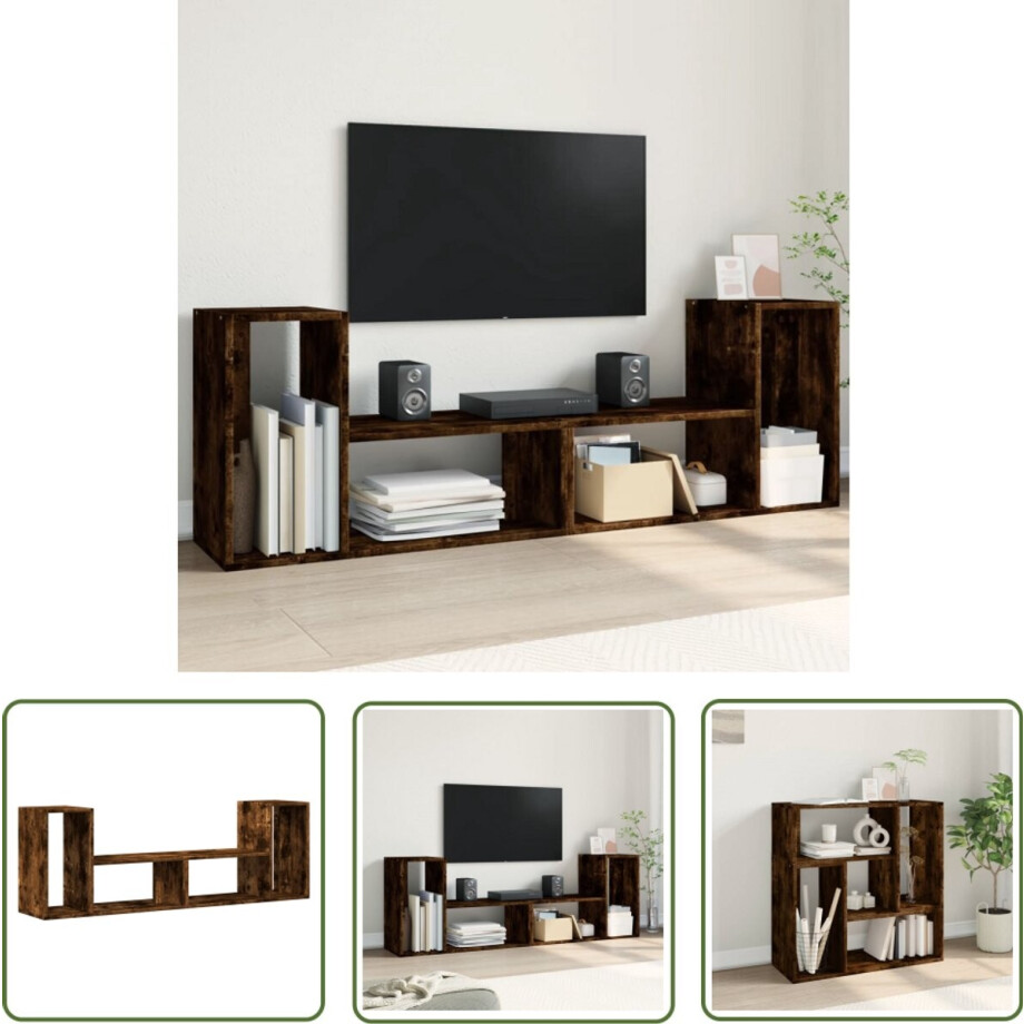 vidaXL Tv-meubelen 2 st 75x30x50 cm bewerkt hout gerookt eikenkleurig - Tv-meubel - Tv-meubelen - Tv Kast - Opbergkast afbeelding 1