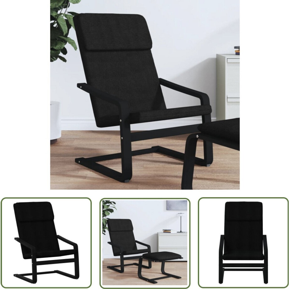 vidaXL Fauteuils - Relaxstoel - Relaxstoel stof zwart - Loungestoel - Zwart - Velours vidaXL Fauteuils - Relaxstoel - Relaxstoel stof zwart - Loungestoel - Zwart - Velours afbeelding 1