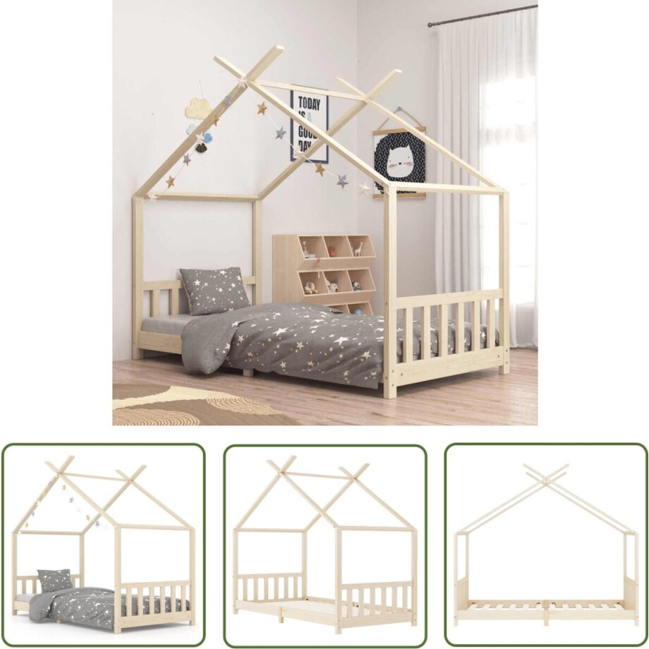 vidaXL Boomhutbed - Kinderbed - Kinderbedframe massief grenenhout 90x200 cm - Houten Bed - Kids Bed - Tweepersoon Bed afbeelding 1