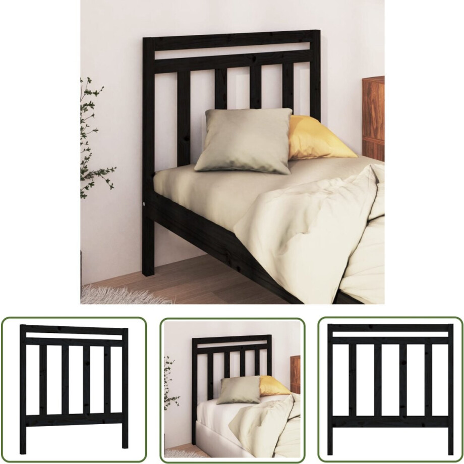 vidaXL Hoofdkussen - Houten Hoofdbord - Hoofdbord 95x4x100 cm massief grenenhout zwart - Hoofdboard - Slaapkamervloerisolator - Bedroom Decor vidaXL Hoofdkussen - Houten Hoofdbord - Hoofdbord 95x4x100 cm massief grenenhout zwart - Hoofdboard - Slaapkamervloerisolator - Bedroom Decor afbeelding 1