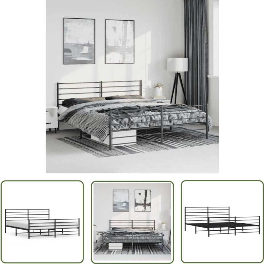 vidaXL Klassiek Bed - Metalen Bed Frame - Bedframe met hoofd- en voeteneinde metaal zwart 183x213 cm - Zwart Bed - Boxspring Frame - Staal Bedframe vidaXL Klassiek Bed - Metalen Bed Frame - Bedframe met hoofd- en voeteneinde metaal zwart 183x213 cm - Zwart Bed - Boxspring Frame - Staal Bedframe afbeelding 1