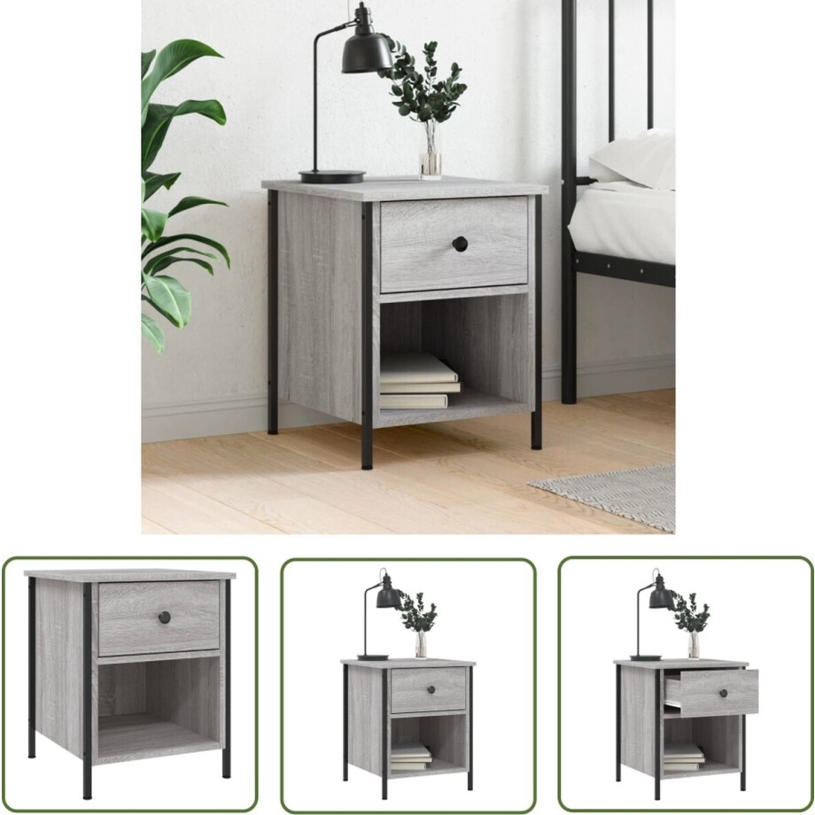 The Living Store Nachtkastje 40x42x50 cm bewerkt hout grijs sonoma eikenkleurig - Nachtkastje - Kastje - Slaapkamers - Woonkamern - Grijze Nachtstand The Living Store Nachtkastje 40x42x50 cm bewerkt hout grijs sonoma eikenkleurig - Nachtkastje - Kastje - Slaapkamers - Woonkamern - Grijze Nachtstand afbeelding 1