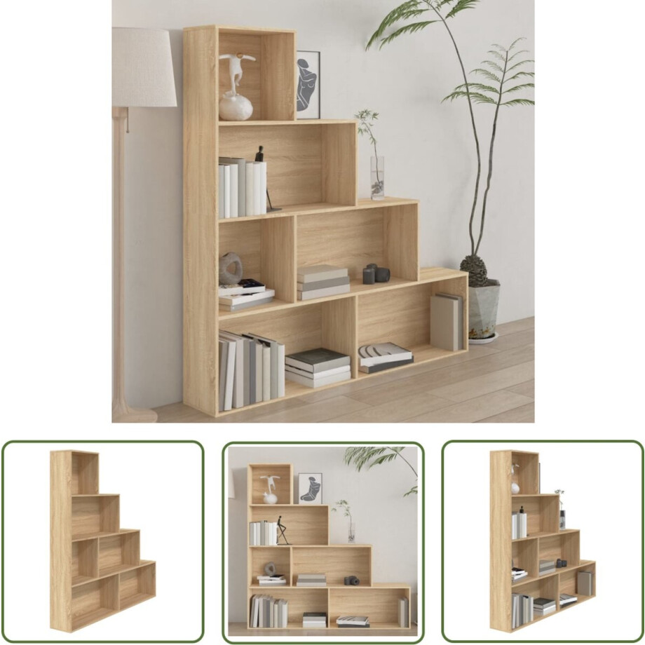 vidaXL Houten Boekenkast - Boekenkast - Boekenkast/kamerscherm 155x24x160 cm bewerkt hout sonoma eiken - Sonoma Eiken Boekenkast - Boekenplank - Opslagoplossing afbeelding 1