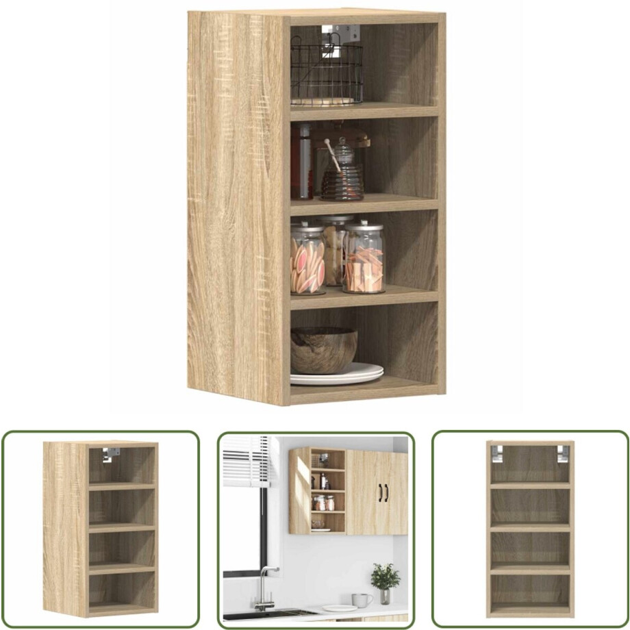 vidaXL Keukenkasten - Hangkast - Hangkast Riga 30x29,5x60 cm bewerkt hout sonoma eikenkleurig - Opslagoplossing - Houten Kasten - Sonoma Eiken vidaXL Keukenkasten - Hangkast - Hangkast Riga 30x29,5x60 cm bewerkt hout sonoma eikenkleurig - Opslagoplossing - Houten Kasten - Sonoma Eiken afbeelding 1