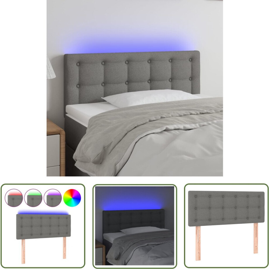 vidaXL Led Hoofdbord - Hoofd Bord - Hoofdbord LED 80x5x78/88 cm stof donkergrijs - Hoofdbord Grijs - Beddecoratie - Slaapkamersfeer vidaXL Led Hoofdbord - Hoofd Bord - Hoofdbord LED 80x5x78/88 cm stof donkergrijs - Hoofdbord Grijs - Beddecoratie - Slaapkamersfeer afbeelding 1